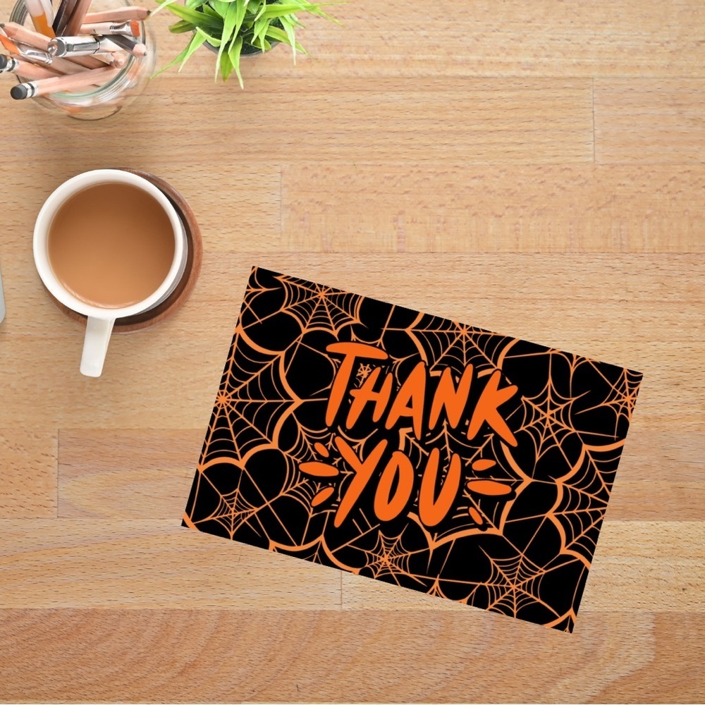 Halloween Thank You Card with Orange and Black Design